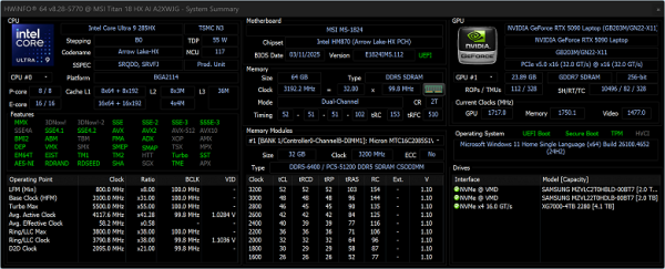Обзор игрового ноутбука MSI Titan 18 HX AI A2XWJG-076RU с Intel Core Ultra 9 и Nvidia GeForce RTX 5090 Laptop Обзор игрового ноутбука MSI Titan 18 HX AI A2XWJG-076RU с Intel Core Ultra 9 и Nvidia GeForce RTX 5090 Laptop